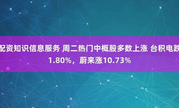 配资知识信息服务 周二热门中概股多数上涨 台积电跌1.80%，蔚来涨10.73%